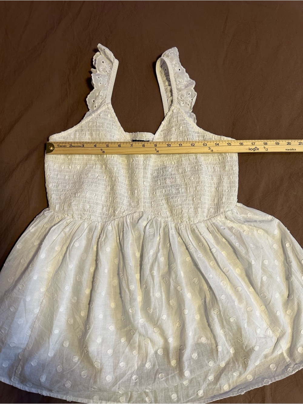 Torrid Bright White Eyelet Smocked Babydoll Tank - Picture 3 of 9